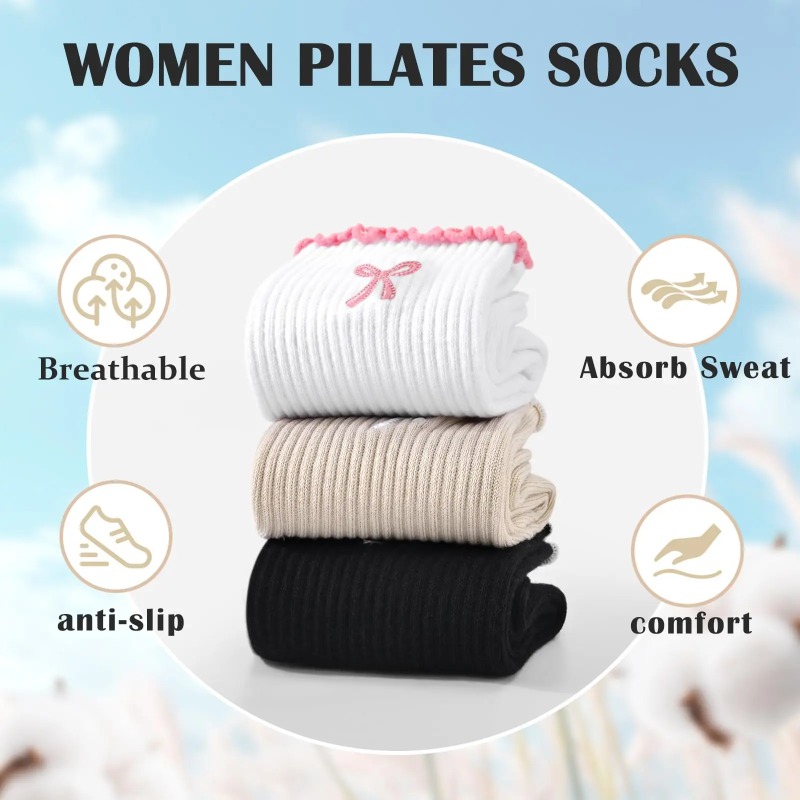 Pilates & Yoga Vertebrasana - Calcetines Profesionales de Yoga, con Correa